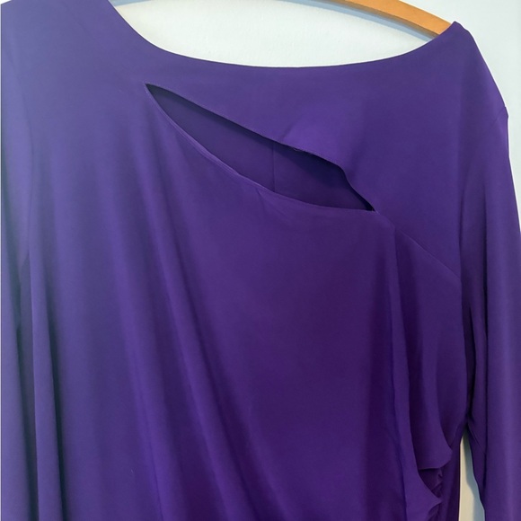 Tiana B Purple Ruched Dress | NWT | Plus Size 3X | Long Sleeve Knee Length - Picture 3 of 5